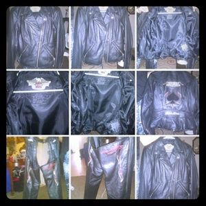 Harley Davidson woman leather jacket and chaps
